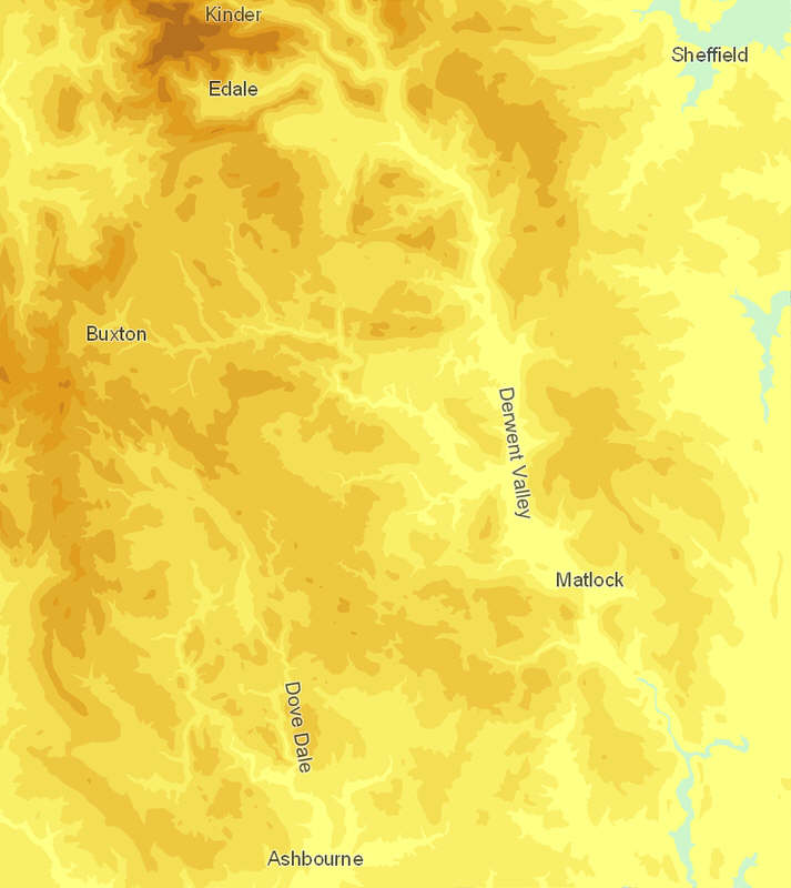 Contour map of Peak District
