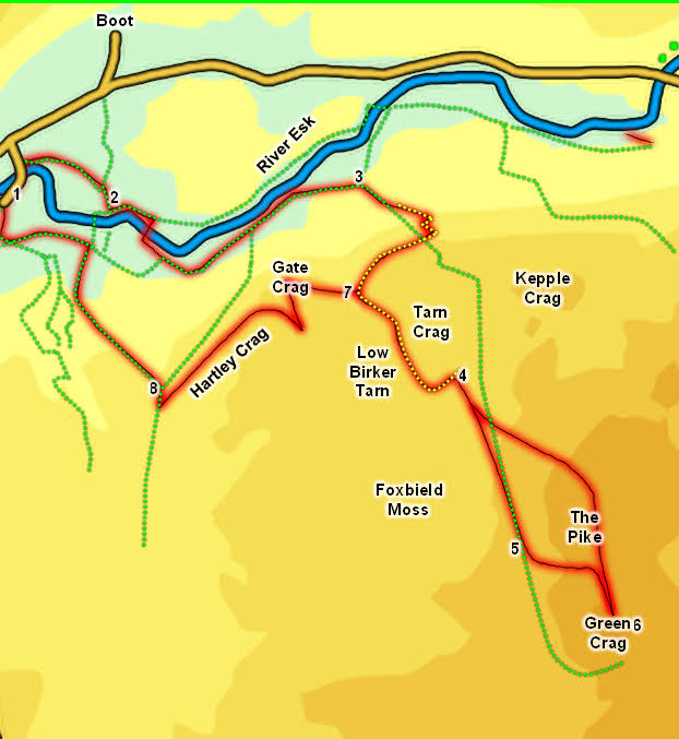 Map: Green Crag from Eskdale 